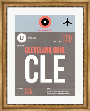 Framed CLE Cleveland Luggage Tag II Print