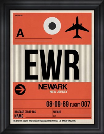 Framed EWR Newark Luggage Tag I Print