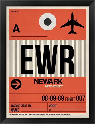 Framed EWR Newark Luggage Tag I Print