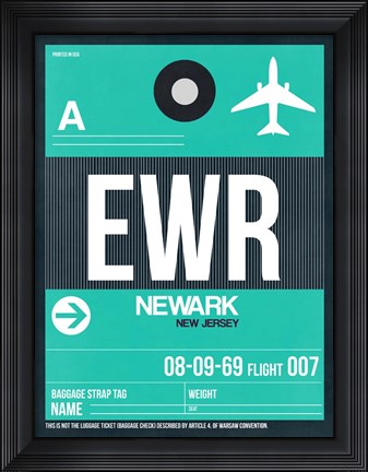 Framed EWR Newark Luggage Tag II Print