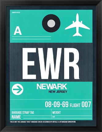 Framed EWR Newark Luggage Tag II Print