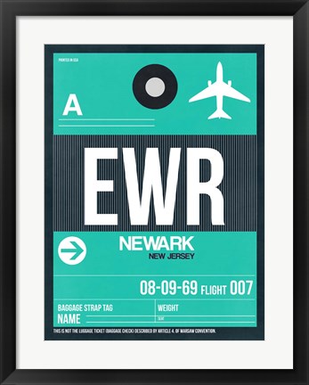 Framed EWR Newark Luggage Tag II Print