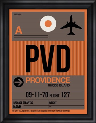 Framed PVD Providence Luggage Tag I Print