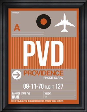 Framed PVD Providence Luggage Tag II Print