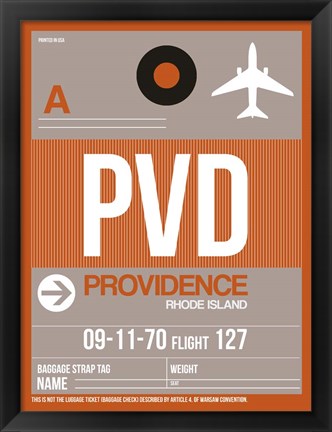 Framed PVD Providence Luggage Tag II Print