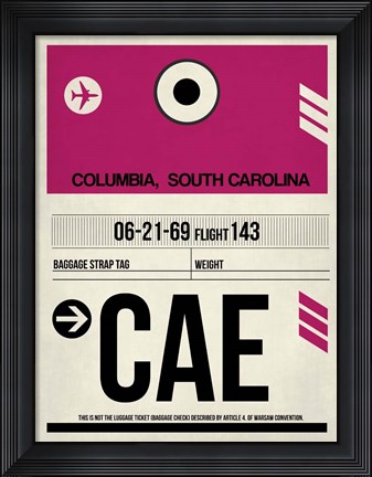 Framed CAE Columbia Luggage Tag I Print
