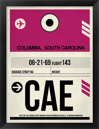 Framed CAE Columbia Luggage Tag I Print