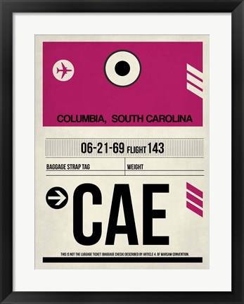 Framed CAE Columbia Luggage Tag I Print