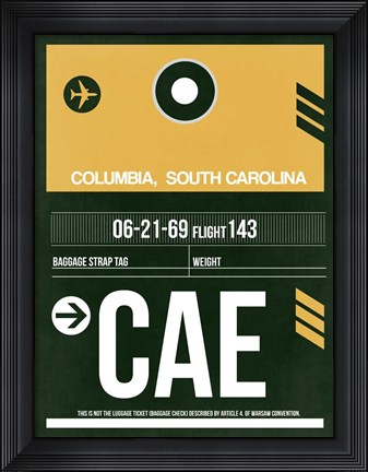 Framed CAE Columbia Luggage Tag II Print