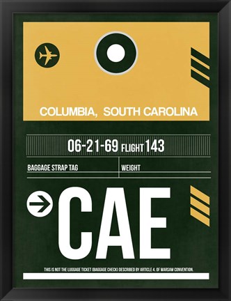 Framed CAE Columbia Luggage Tag II Print