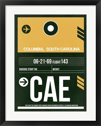 Framed CAE Columbia Luggage Tag II Print