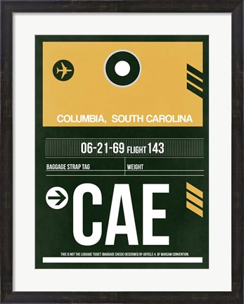 Framed CAE Columbia Luggage Tag II Print