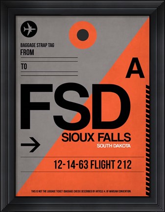 Framed FSD Sioux Falls Luggage Tag I Print