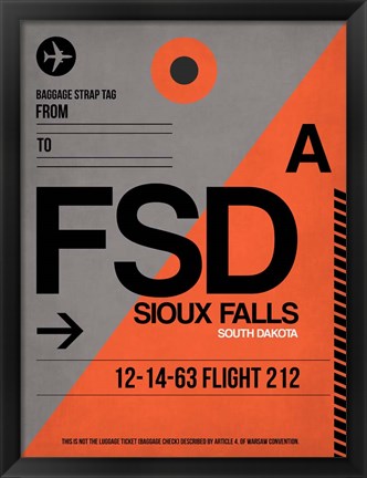 Framed FSD Sioux Falls Luggage Tag I Print