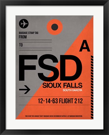 Framed FSD Sioux Falls Luggage Tag I Print