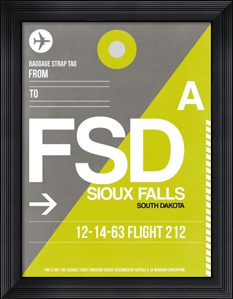 Framed FSD Sioux Falls Luggage Tag II Print