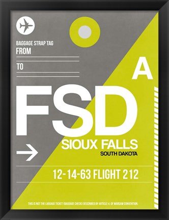 Framed FSD Sioux Falls Luggage Tag II Print