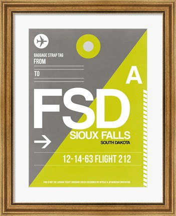 Framed FSD Sioux Falls Luggage Tag II Print