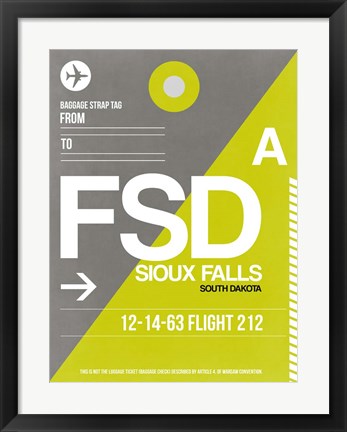 Framed FSD Sioux Falls Luggage Tag II Print