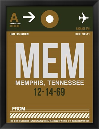 Framed MEM Memphis Luggage Tag I Print