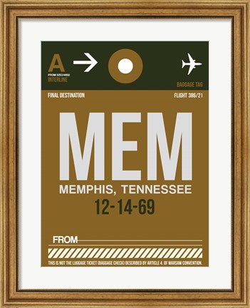 Framed MEM Memphis Luggage Tag I Print