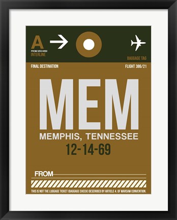 Framed MEM Memphis Luggage Tag I Print