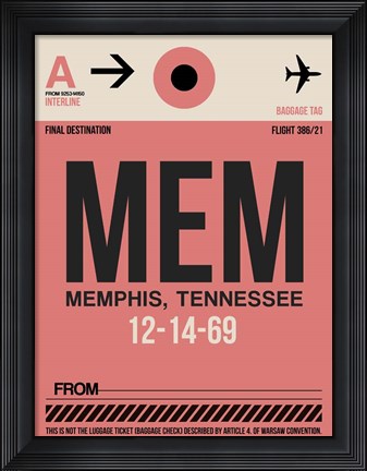 Framed MEM Memphis Luggage Tag II Print
