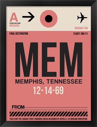 Framed MEM Memphis Luggage Tag II Print