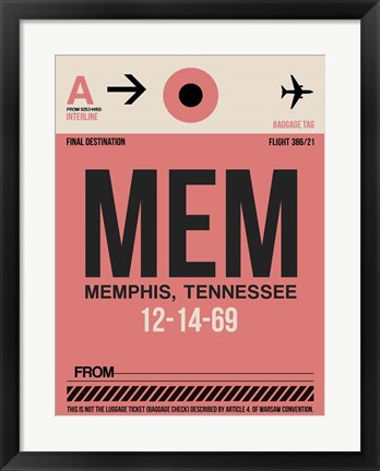 Framed MEM Memphis Luggage Tag II Print