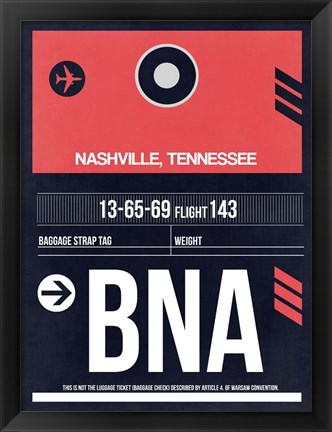 Framed BNA Nashville Luggage Tag I Print