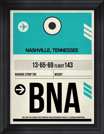 Framed BNA Nashville Luggage Tag II Print