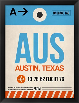 Framed AUS Austin Luggage Tag I Print