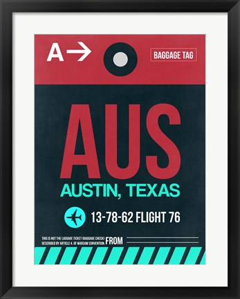 Framed AUS Austin Luggage Tag II Print