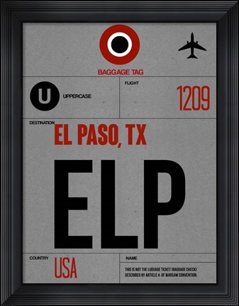 Framed ELP El Paso Luggage Tag I Print