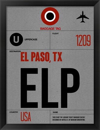 Framed ELP El Paso Luggage Tag I Print