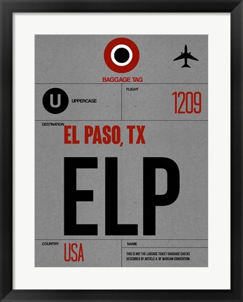 Framed ELP El Paso Luggage Tag I Print