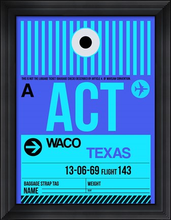 Framed ACT Waco Luggage Tag II Print