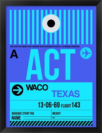 Framed ACT Waco Luggage Tag II Print