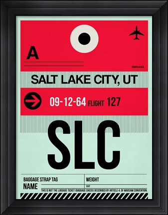 Framed SLC Salt Lake City Luggage Tag I Print