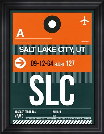 Framed SLC Salt Lake City Luggage Tag II Print