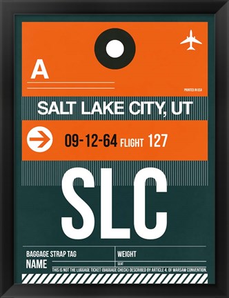 Framed SLC Salt Lake City Luggage Tag II Print