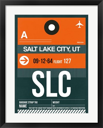 Framed SLC Salt Lake City Luggage Tag II Print