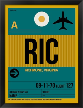 Framed RIC Richmond Luggage Tag I Print