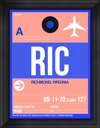 Framed RIC Richmond Luggage Tag II Print