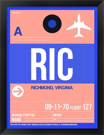 Framed RIC Richmond Luggage Tag II Print