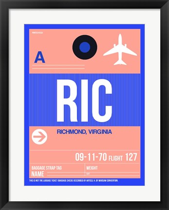 Framed RIC Richmond Luggage Tag II Print