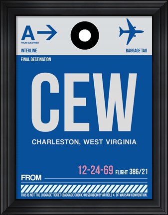 Framed CEW Charleston Luggage Tag I Print