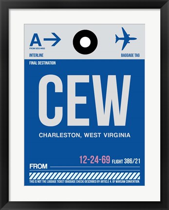 Framed CEW Charleston Luggage Tag I Print