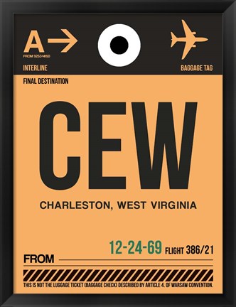 Framed CEW Charleston Luggage Tag II Print