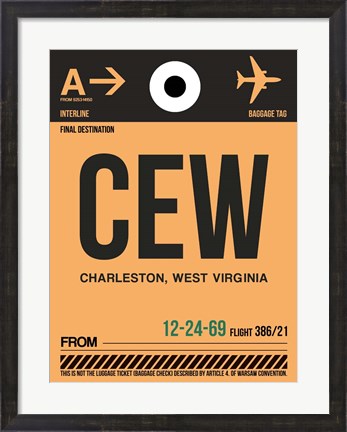 Framed CEW Charleston Luggage Tag II Print
